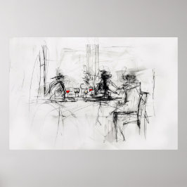 Abstracte wijndiner scene - poster