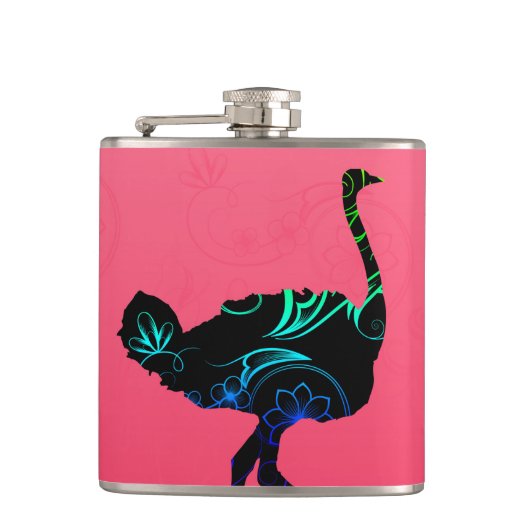 Abstracte wijnfles van struisvogels heupfles (Voorkant)