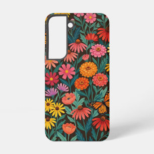Abstracte wilde bloemen vlinder Samsung hoesjes Galaxy Hoesje