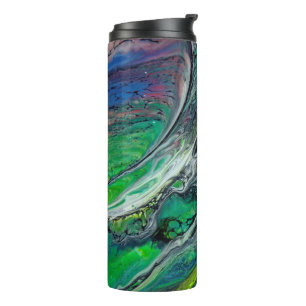 Abstracte wilde boomkanen en blauwvintonijn thermosbeker