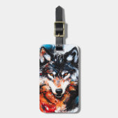 Abstracte Wilde Geest Wolf Bagagelabel (Voorkant verticaal)
