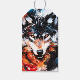 Abstracte Wilde Geest Wolf Cadeaulabel