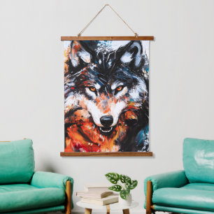 Abstracte Wilde Geest Wolf Hangend Wandkleed