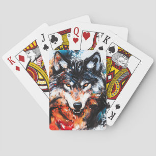 Abstracte Wilde Geest Wolf Pokerkaarten