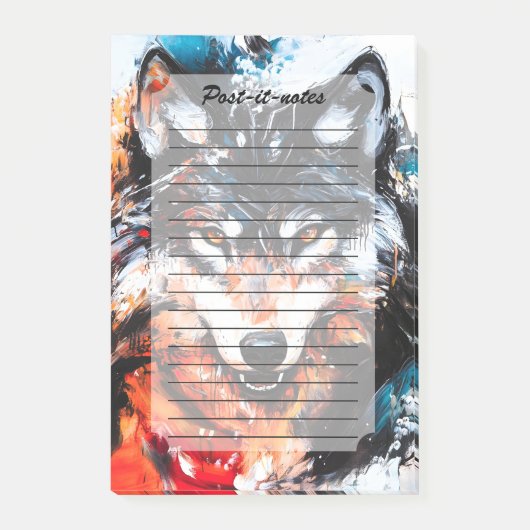 Abstracte Wilde Geest Wolf Post-it® Notes (Voorkant)