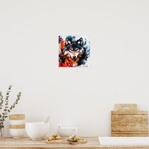 Abstracte Wilde Geest Wolf Poster