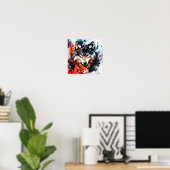 Abstracte Wilde Geest Wolf Poster (Thuiskantoor)