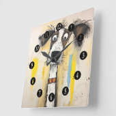 Abstracte wilde harige hond vierkante klok (Hoek)