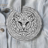 Abstracte wilde kattenkop ronde button 6,0 cm (In situ)