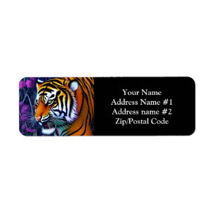 Abstracte Wilde Majestic Predator Tiger Etiket