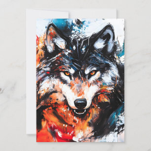 Abstracte wilde wolf feestdagenkaart