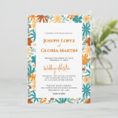 Abstracte Wildflower Chic Bold Bright Boho bruilof Kaart (Staand voorkant)