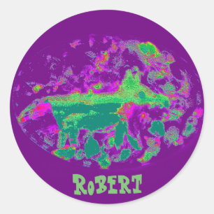 Abstracte Wildlife Art Fox - Aangepaste naam Ronde Sticker