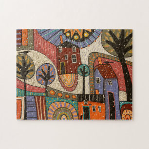 Abstracte Winter Jigzaag Puzzle door Karla Gerard Legpuzzel