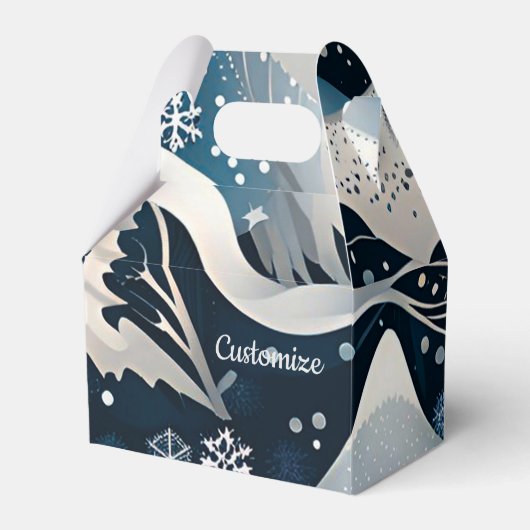 Abstracte Winter Wonderland Gable Bedankdoosjes (Voorkant Zijde)
