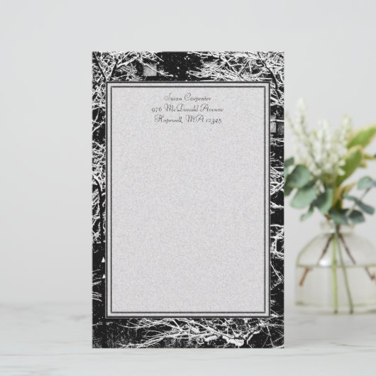 abstracte winterkantoorbenodigdheden briefpapier (Staand voorkant)