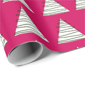 Abstracte, witte bomen op roze kerst cadeaupapier (Rol Hoek)
