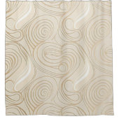 Abstracte witte en beige lijnkleuren douchegordijn (Voorkant)