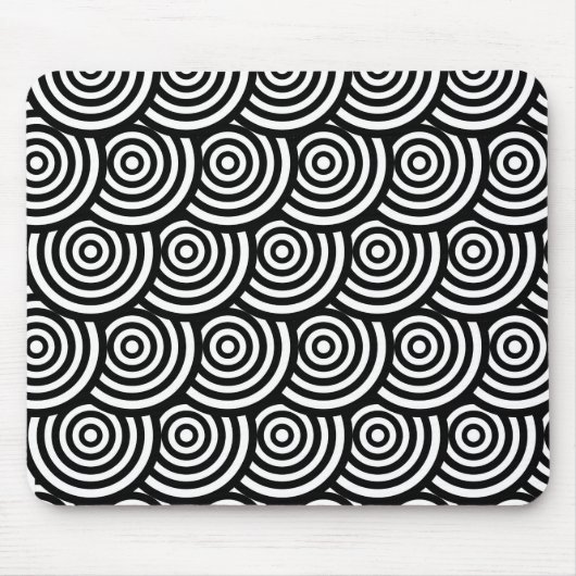 Abstracte witte en zwarte cirkels muismat (Voorkant)