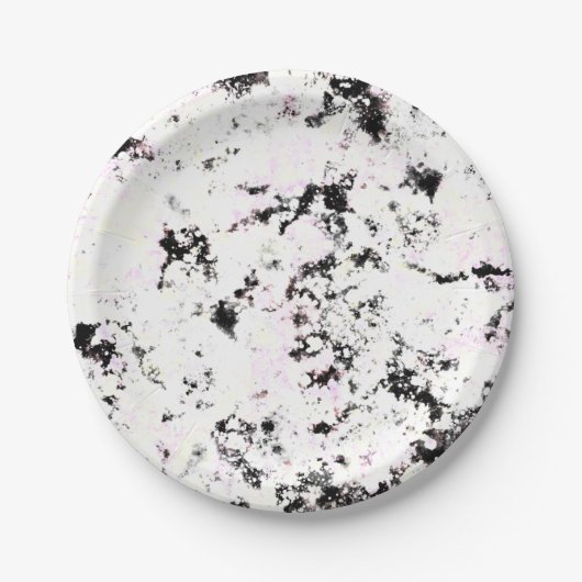 Abstracte witte en zwarte verf met verf papieren bordje (Voorkant)