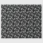 Abstracte witte en zwarte vlinders cadeaupapier (Vlak)