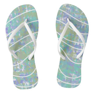 Abstracte witte golven Groen Aqua Paars Teenslippers