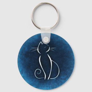 Abstracte witte kat Sleutelhanger