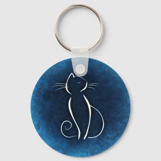 Abstracte witte kat Sleutelhanger (Voorkant)