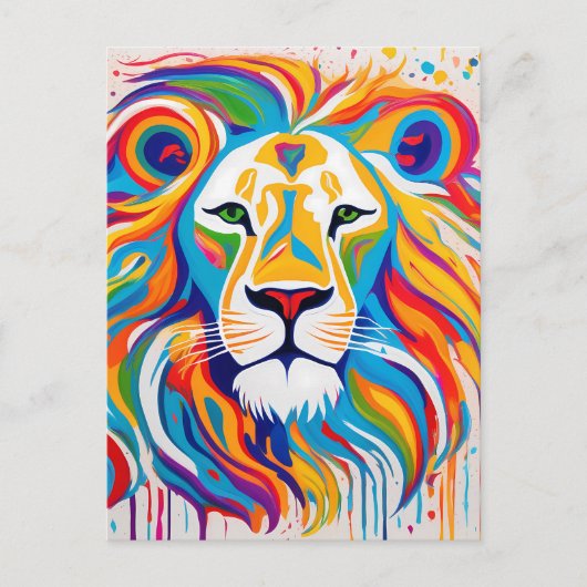 Abstracte witte leeuw kunst briefkaart (Voorkant)