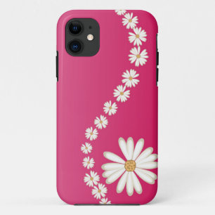 Abstracte witte madeliefjes op roze iPhone 5 hoesj 11 Hoesje