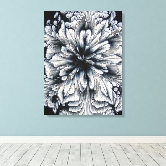 Abstracte witte olieverf bloemkunst canvas afdruk (Insitu (Houten vloer))