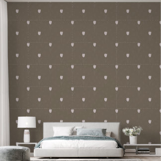 Abstracte witte tulp en harten op Earth Brown Behang