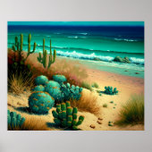 Abstracte woestijn door het Zee Beach schilderen Poster (Voorkant)