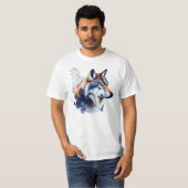 Abstracte Wolf hoofd Waterverf schilderij T-shirt (Voorkant volledig)