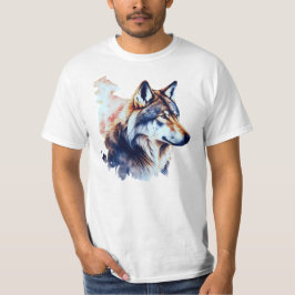 Abstracte Wolf hoofd Waterverf schilderij T-shirt