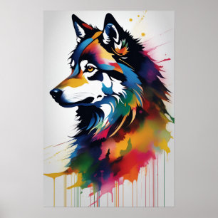 Abstracte Wolf Portrait Art Poster
