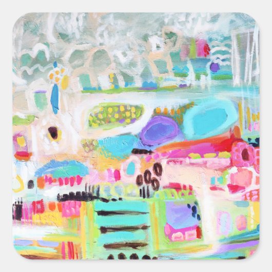 Abstracte wolken vierkante sticker (Voorkant)