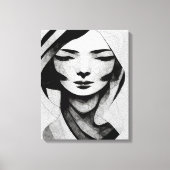 Abstracte Woman Face Wall Art Black en White Canvas Afdruk (Voorkant)