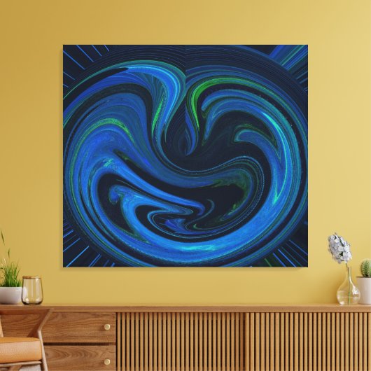 Abstracte Womb van blauw omhuld canvas afdrukken (Insitu (Woonkamer))