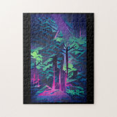 Abstracte woudkunst roze en groen legpuzzel (Verticaal)
