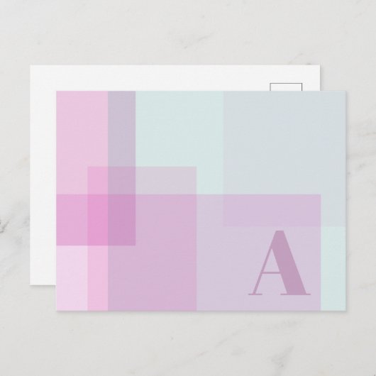 Abstracte Zachte Paarse Roze Mauve Kleuren Monogra Briefkaart (Voorkant / Achterkant)