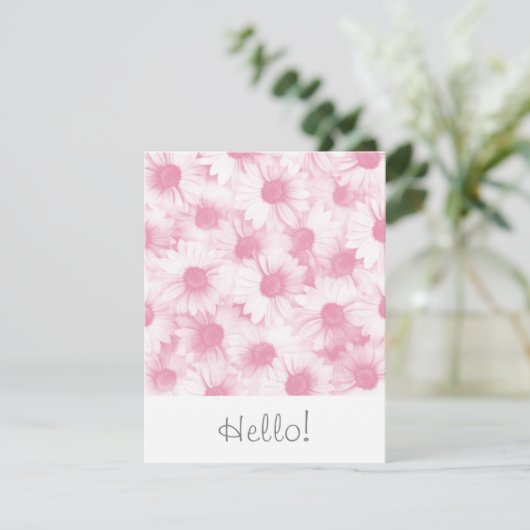 Abstracte Zachte Roze Daisy Pattern Kaart (Staand voorkant)
