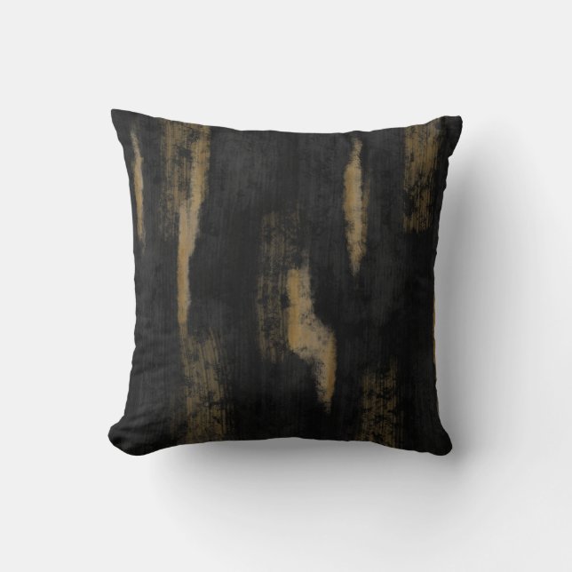 Abstracte zachte steenkool en gouden houtskool kussen (Voorkant)