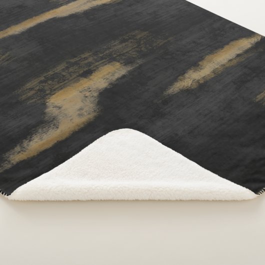 Abstracte zachte steenkool en gouden houtskool sherpa deken (3/4)