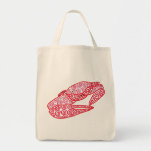 Abstracte Zandkrab met rode wervelingen, strandtas Tote Bag