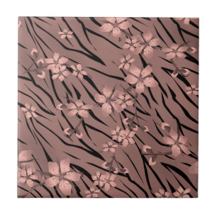 Abstracte zebra tijgerleerbloemen tegeltje