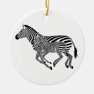 Abstracte Zebra's Moeder en Kind Keramisch Ornament