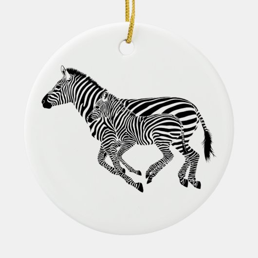 Abstracte Zebra's Moeder en Kind Keramisch Ornament (Voorkant)