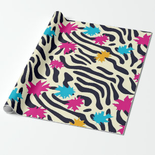 Abstracte zebrastrepen met bladverfsplash cadeaupapier