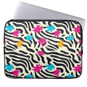 Abstracte zebrastrepen met bladverfsplash laptop sleeve